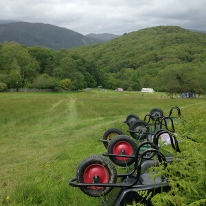 Wheelbarrows on camp site
