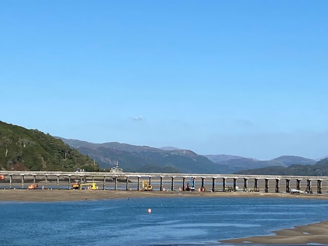 Work on Barmouth Bridge | ycle friendly accommodation Snowdonia | Snowdonia Cycling | Barmouth cycle trail | the Mawddach trail Dolgellau | Traws Eryri trail