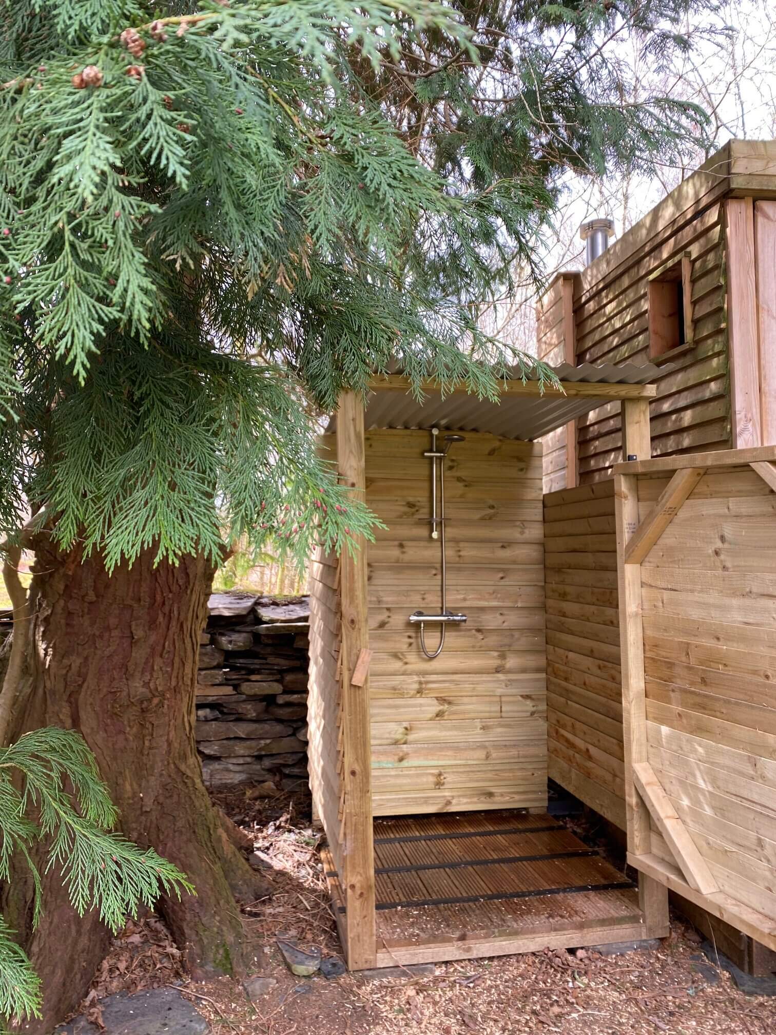 Outdoor shower, Snowdonia glamping