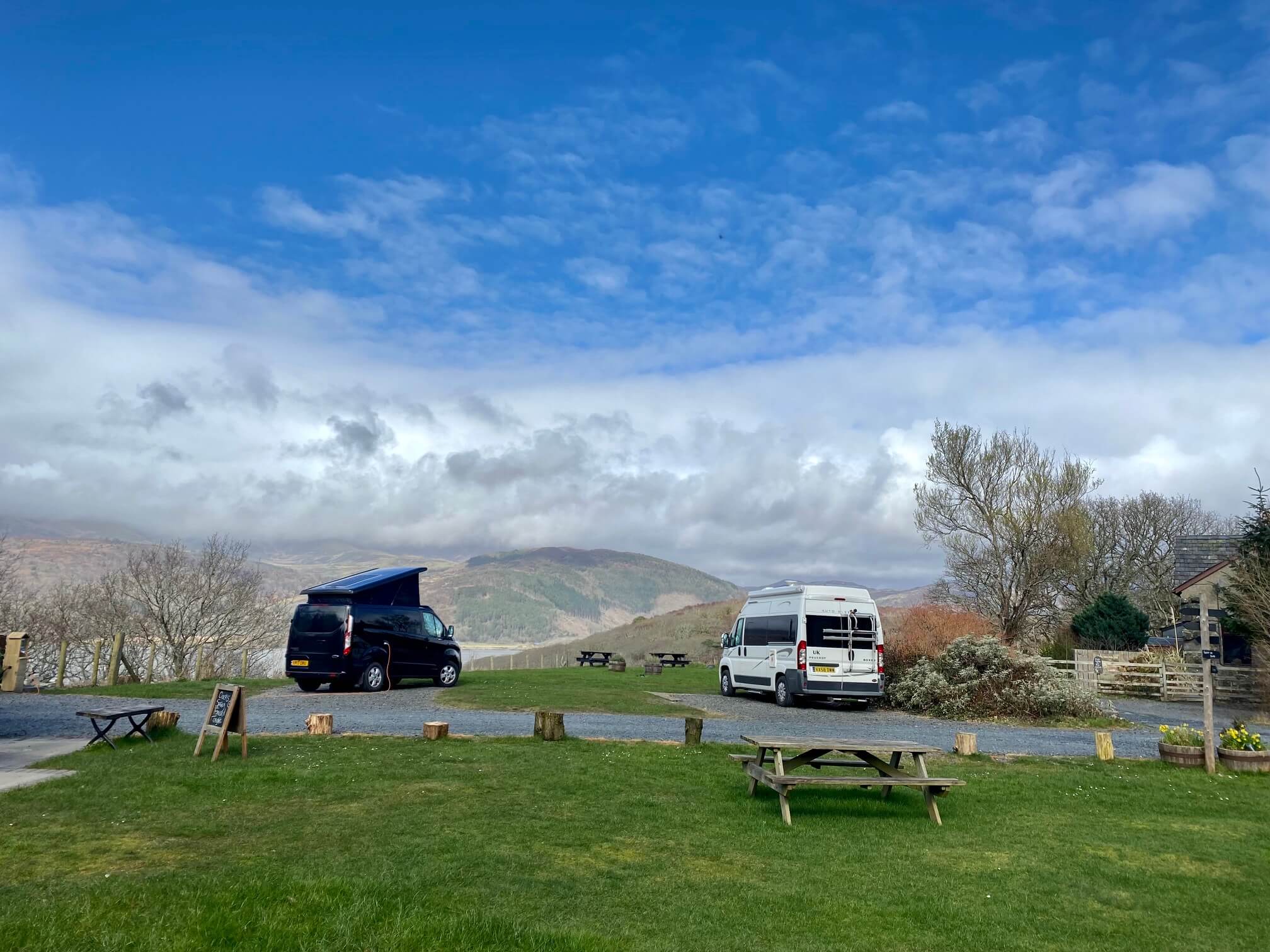 Snowdonia camping site with camper vans