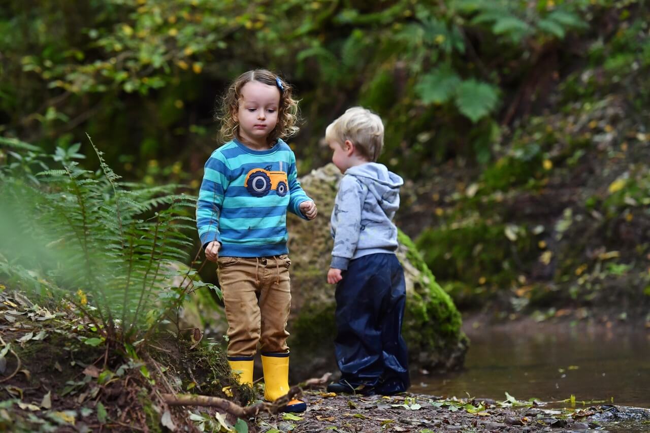 Children exploring stream